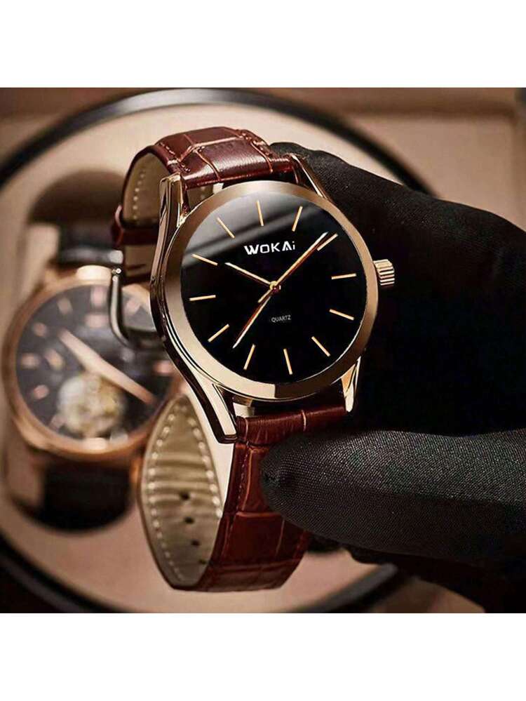 Relógio Casual de Quartzo Dourado Rosa