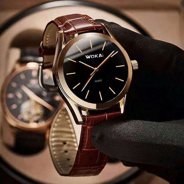 Relógio Casual de Quartzo Dourado Rosa