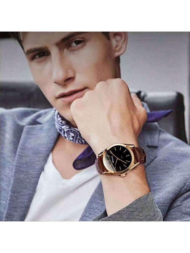 Relógio Casual de Quartzo Dourado Rosa