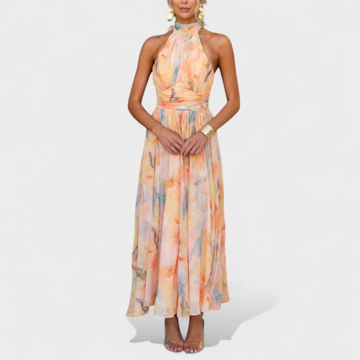 Miva | Vestido Maxi Halter Abstrato