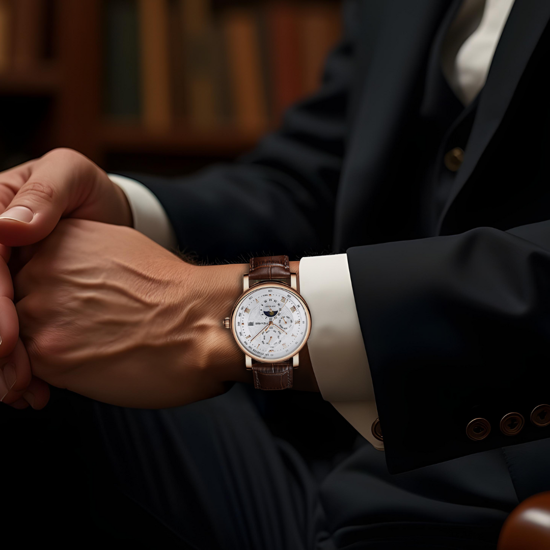 Relógio de Luxo Automático Mecânico de Couro